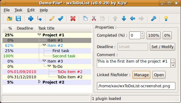 Ubuntu Linux wxToDoList screenshot 