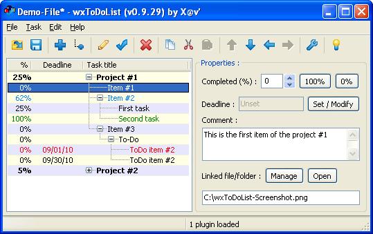 Windows XP extended wxToDoList screenshot